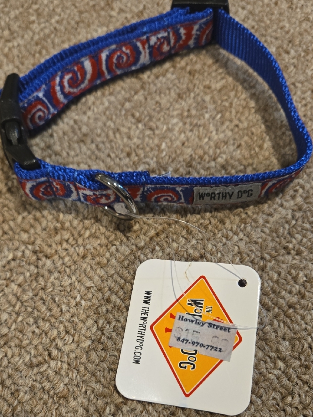 Worthy Dog Blue Swirl Pattern Dog Collar Size SMALL